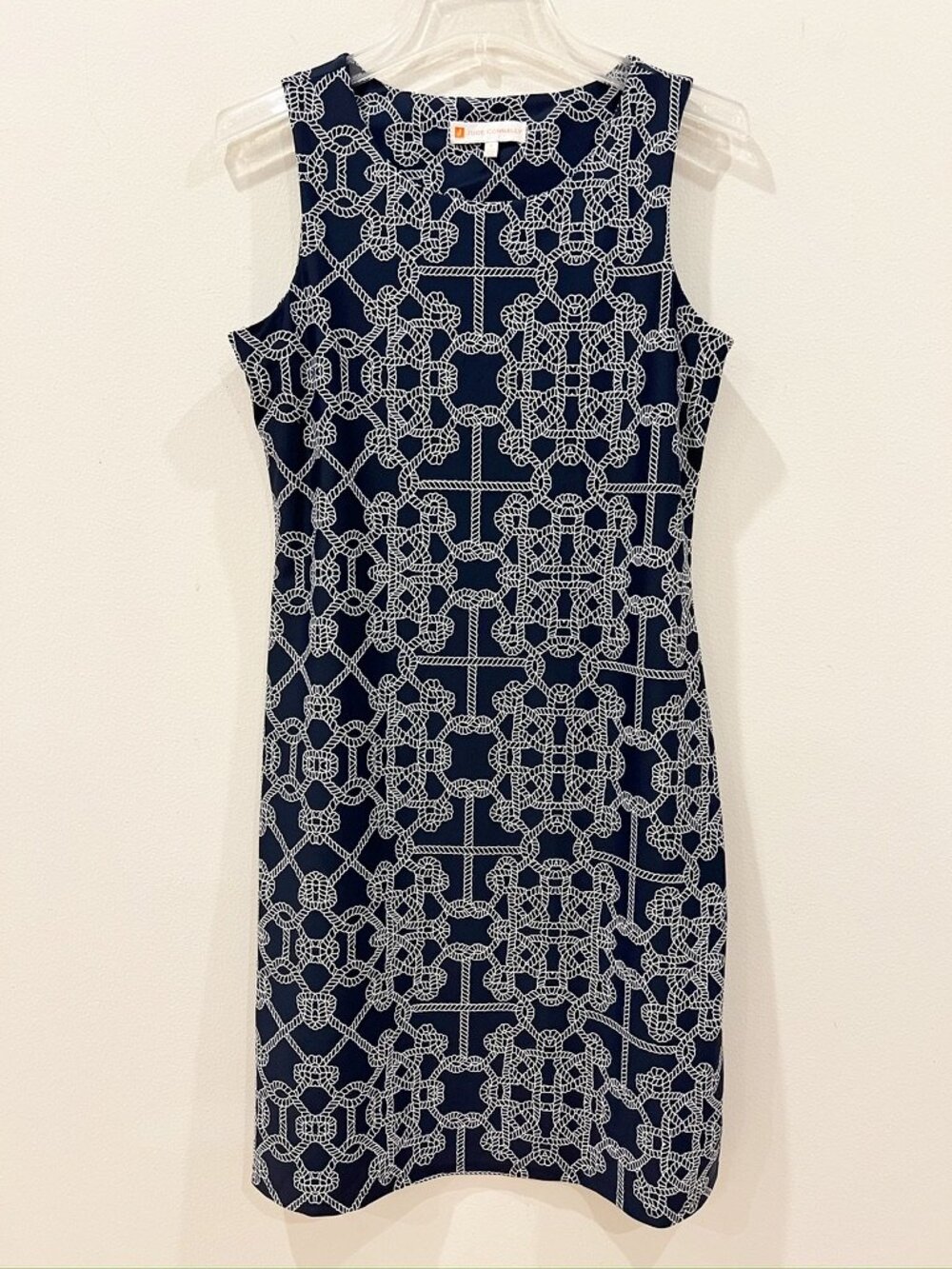 Jude Connally Dress Womens Small Navy White Stretch Sleeveless Nautical Preppy